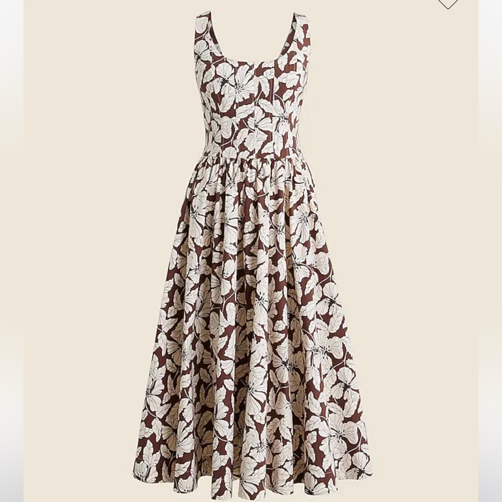 J. Crew Fit and Flare Cotton Poplin Midi Dress